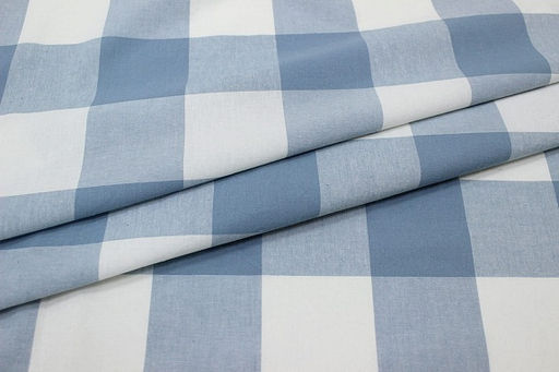 Вареный (стираный) хлопок Клетка (6.5*6.5см) цв.лазурно-серый винтаж, ш.2.5м, хл-100%, 115гр/м.кв - Купава фото 4