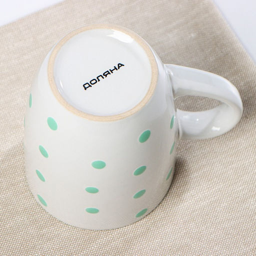 Кружка керамическая Доляна Горох, 340 мл, цвет мятный  фото 3