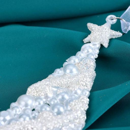 Цена за 2 шт. Ёлочная игрушка Зимнее волшебство. Ёлка нарядная блестящая, 714 см, белый фото 2