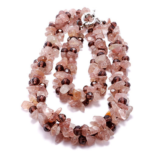 Бусы из камня Клубничный кварц - сладкая жизнь, притягивает счастье и изобилие