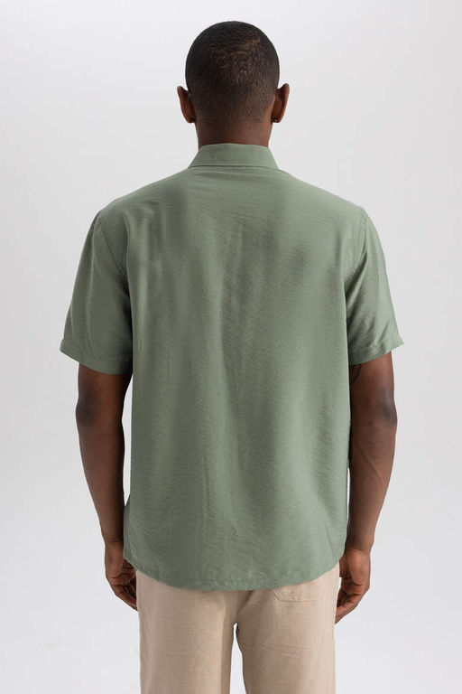 Рубашка из поплина с коротким рукавом стандартного кроя - Defacto фото 6