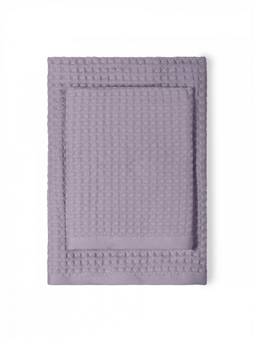 Набор полотенец вафельных 2шт 70x140, 50x90 лавандовый вафельное полотно