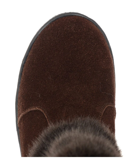 Унты женские на литой подошве. Коричн., Мех "норка" коричн. Короткие. Молния