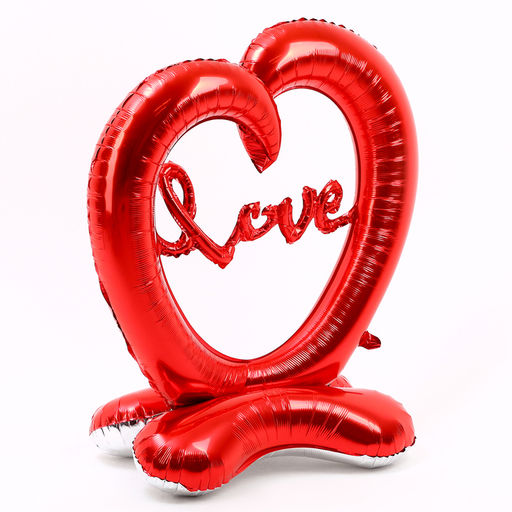 Воздушный шар фольгированный 50 Сердце, на подставке, красное, под воздух - Страна карнавалия фото 2