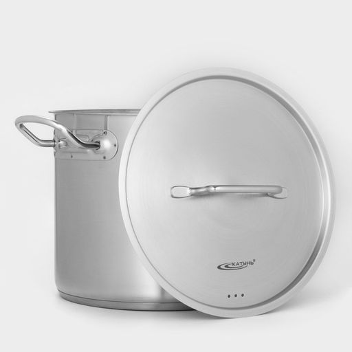 Кастрюля Катунь «Общепит», 9 л, d=24 см, с крышкой, капсульное дно, индукция, нержавеющая сталь, хромированный