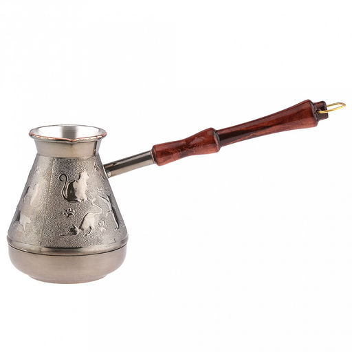 Турка медная 540мл "Кошки", д10см, h11,7см, s0,8мм, деревянная ручка (Россия)