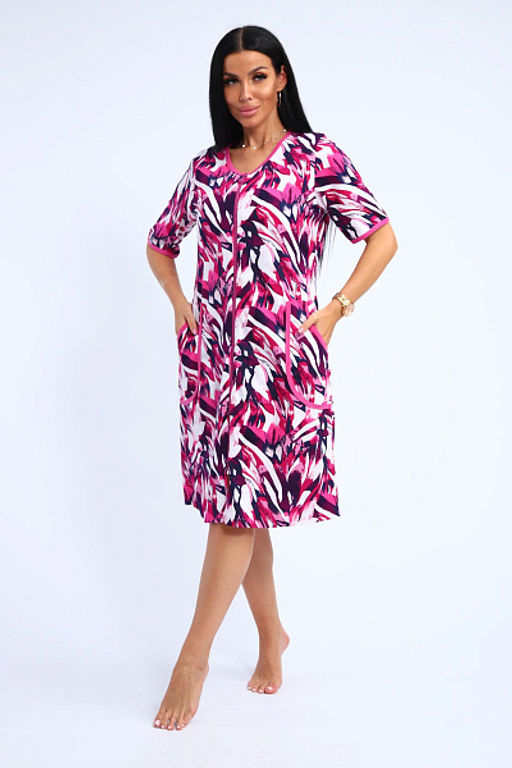 Халат женский на молнии с карманами (01057, синий) - Плиона фото 28