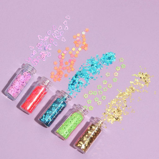 Блёстки для декора ногтей, мелкие/средние, в пластиковом органайзере, набор 24 бутылочки, разноцветные - Qf фото 2