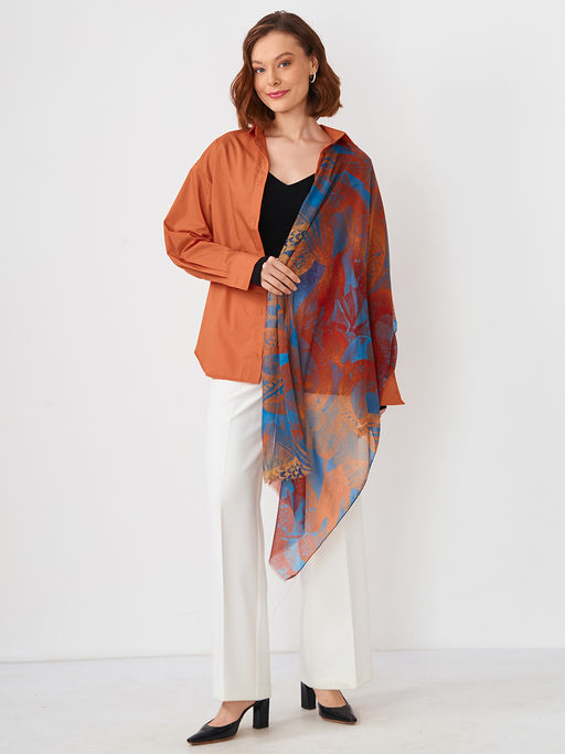 Большой, мягкий, тонкий и очень нежный двусторонний палантин с рисунком в стиле арт-деко - Tantino фото 2