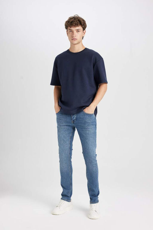 Базовая футболка свободного кроя с круглым вырезом и короткими рукавами - Defacto фото 2