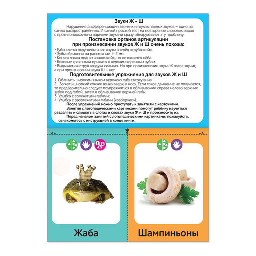 Цена за 4 шт. Обучающая книга «Логопедические картинки. Звук Ж‒Ш», 20 карточек, 24 стр.