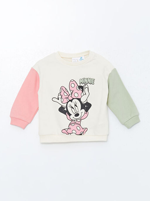 Bisiklet Yaka Minnie Mouse Bask?l? K?z Bebek Sweatshirt ve Tayt 2li Tak?m - Waikiki фото 2