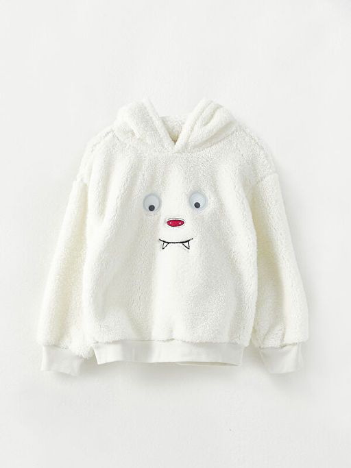 Kap??onlu Nak??l? Uzun Kollu Pel?? K?z ?ocuk Sweatshirt