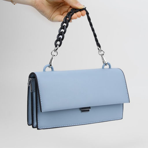 Цена за 2 шт. Цепочка для сумки, с карабинами, пластиковая, 23 17 мм, 30 см, цвет чёрный/серебряный - Арт узор фото 5