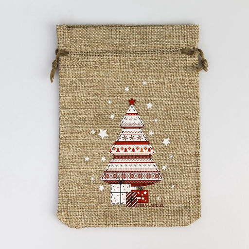 Цена за 5 шт. Мешочек новогодний подарочный с термонаклейкой Подарки, 13?18 см  1.5 см