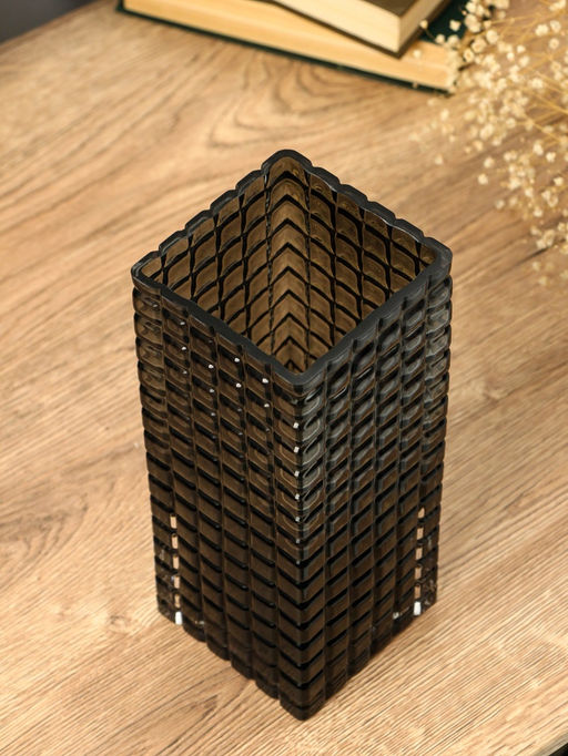 Ваза для цветов «Валери», кубики, 24.5×10 см, стекло, серая