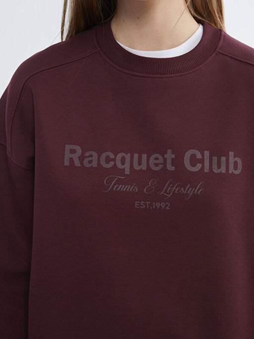 Bask?l? Oversize Kad?n Kal?n Sweatshirt