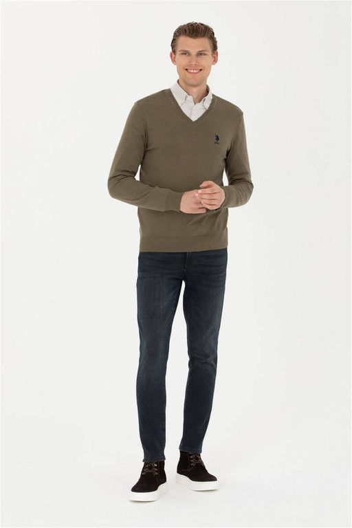 Мужской базовый свитер цвета хаки - U.s. polo assn фото 4