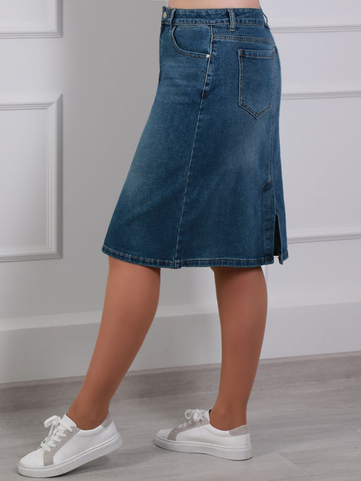 Юбка джинсовая базовая классическая - Almond фото 2