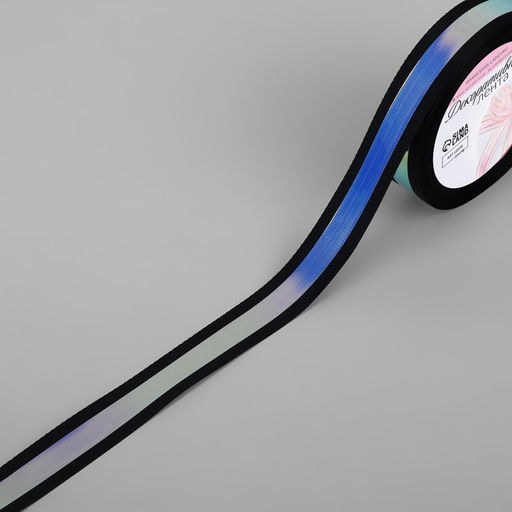 Цена за 2 шт. Лента декоративная, с голографией, 25 мм 9,1 0,5 м, цвет чёрный - Арт узор фото 2