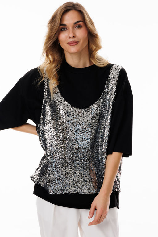Блуза Lars Style 1054 черный, металлик