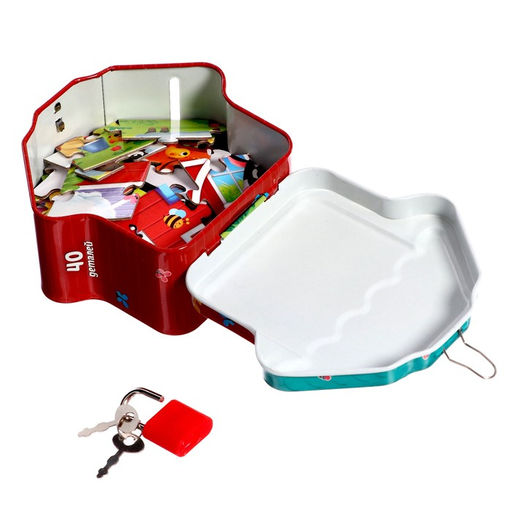 Фигурный пазл в металлической копилке с замочком Животные нашей фермы, 40 деталей - Puzzle time фото 7