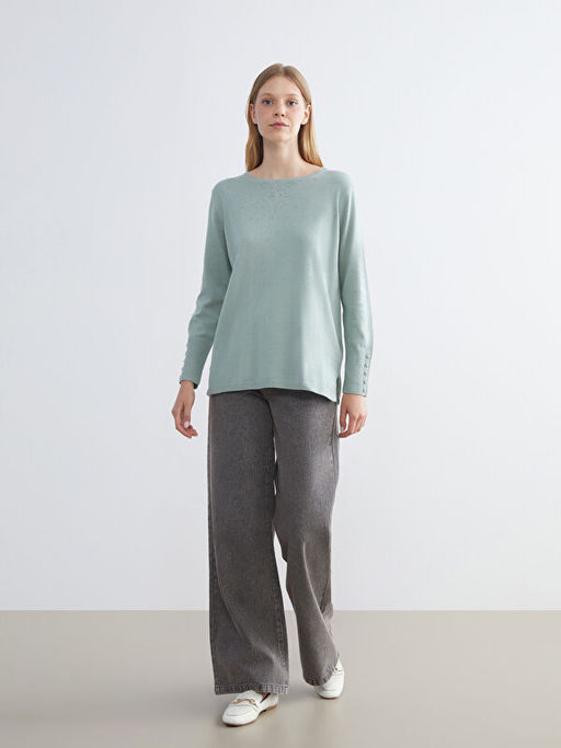 Bisiklet Yaka Ta?l? Kad?n Triko Kazak