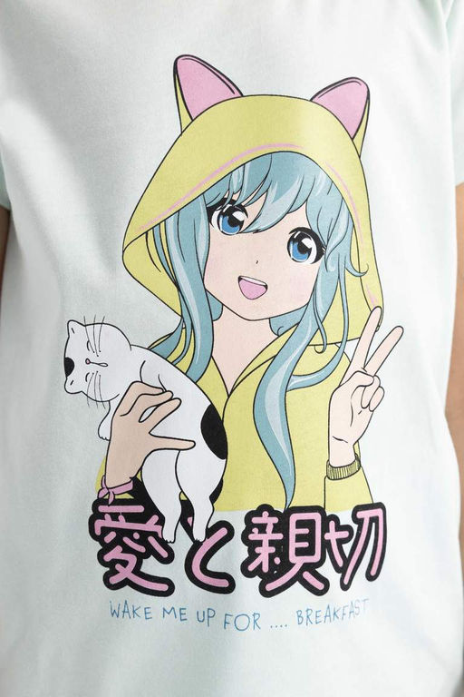 Пижамный комплект с короткими рукавами и принтом для девочек - Defacto фото 6