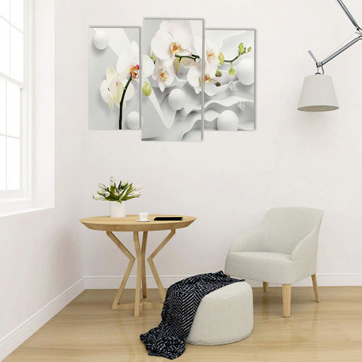 Картина модульная на подрамнике «Ветка Орхидеи», (2-25×50, 30×60 см), 80×60 см
