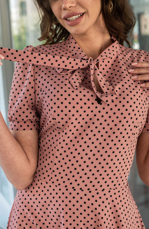 Романтичное платье пудровый/горошек - Donna saggia фото 3