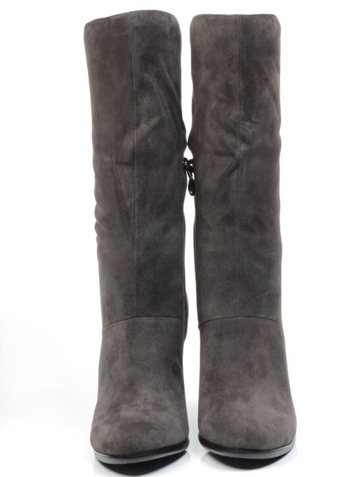 YF189-012M DARK GREY Полусапоги зимние женские (натуральная замша, натуральный мех (еврозима))