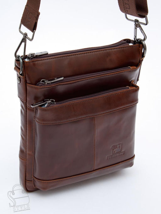 Сумка мужская кожаная 1022-2 brown Fuzhiniao  в Новосибирске