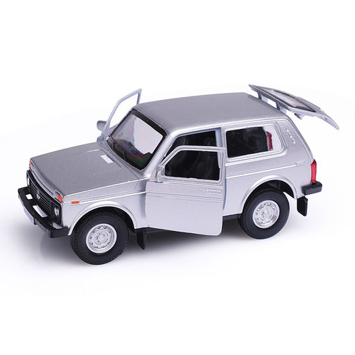 Машина металл LADA 4x4 12 см, двери, багаж, инерц, серебристый