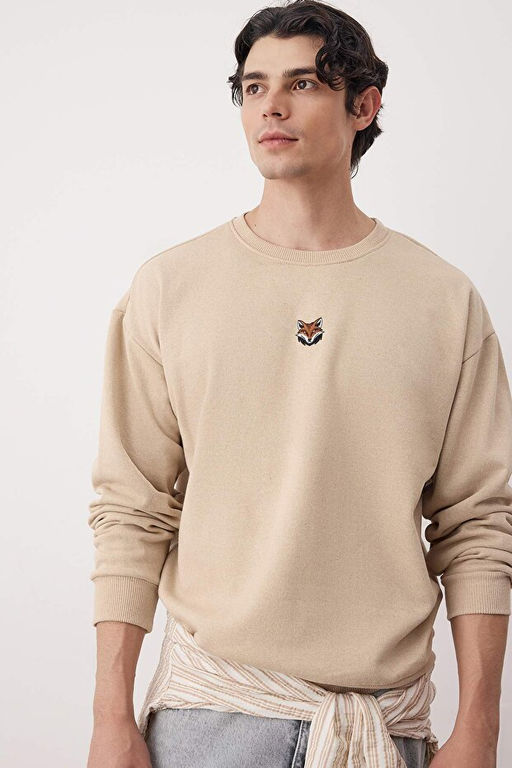 Ta_ Oversize/Geni_ Kesim Bisiklet Yaka Uzun Kol Hayvan Nak__l_ Sweatshirt TMNAW24SW00169 - Trendyolmilla фото 3