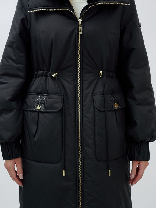 Пальто зимнее женское стильное с норкой люкс класса черного цвета 8628Ch - Mtforce фото 11