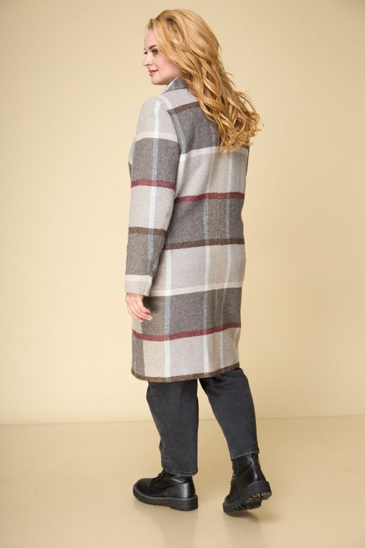 Пальто БелЭльСтиль 841 клетка серая  фото 38