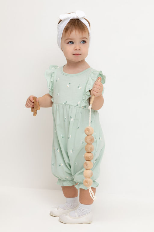 Crockid _ КР 6408/пастельно-зеленый,милые цветочки к543 полукомбинезон (песочник) д/дев яс фото 5