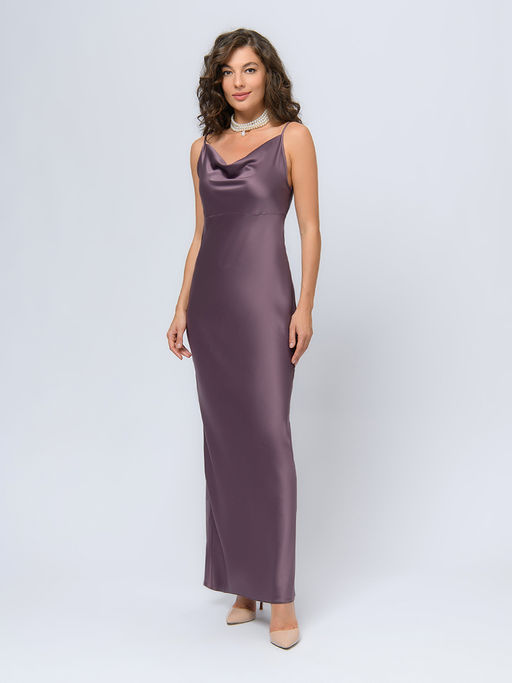 Платье шоколадного цвета длины макси на бретелях - 1001dress фото 2