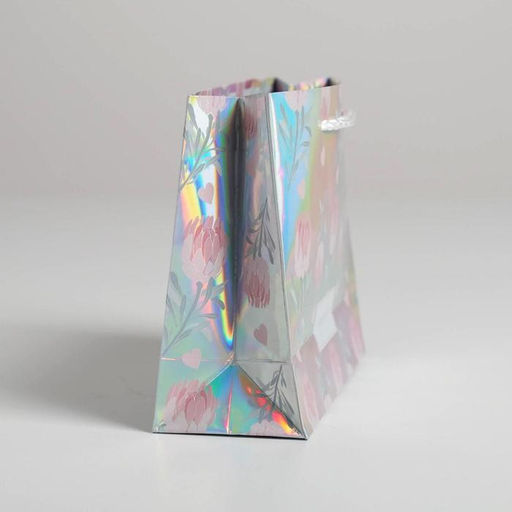 Пакет подарочный голографический Happy, 15 12 5,5 см - Дарите счастье фото 2