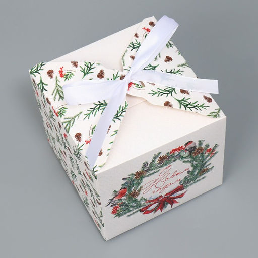 Цена за 3 шт. Коробка подарочная новогодняя складная «С Новым годом», 12×12×12 см