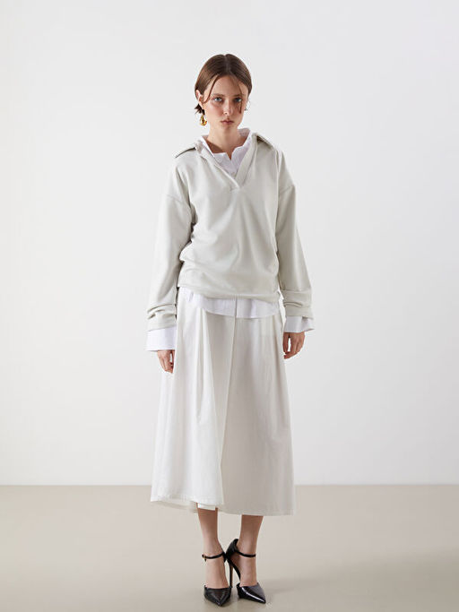 Polo Yaka Kad?n Sweatshirt