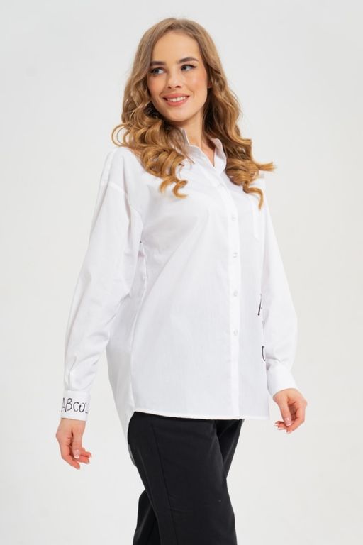 рубашка из тонкого хлопка в стиле OVERSIZE    с кокеткой на спине - А+б коллекция фото 15