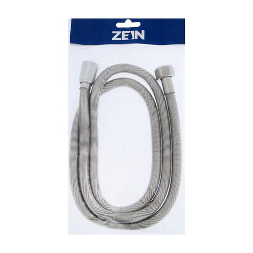 Душевой шланг ZEIN Z45PS, растягивающейся, 150-200 см, гайки металл 1/2", нержавеющая сталь, Имп/Имп