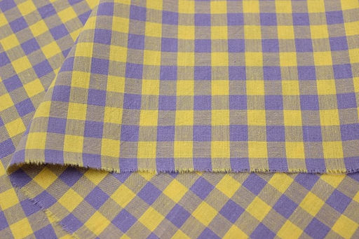 Вареный (стираный) хлопок Клетка (1.0*1.0см) цв.желтый/лавандовый, ш.2.5м, хл-100%, 115гр/м.кв - Купава фото 3