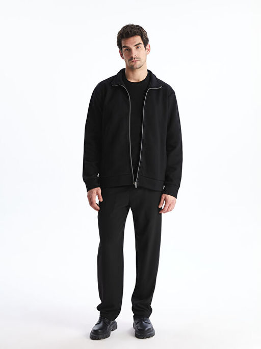 Dik Yaka Uzun Kollu Erkek Fermuarl? Sweatshirt
