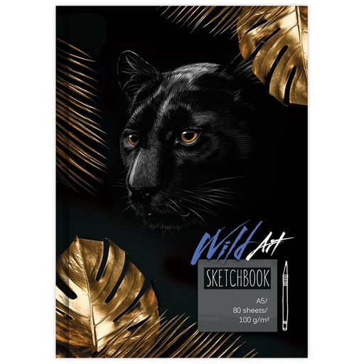 Скетчбук А5 80л., тв.обл. "Wild Art" (С5т80_лм_вл 9647, BG) матовая ламинация, выб. лак, бежевый блок