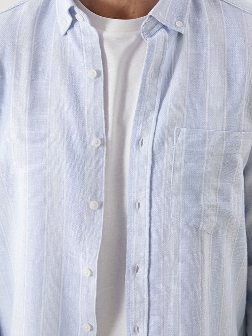 Regular Fit Uzun Kollu ?izgili Erkek G?mlek