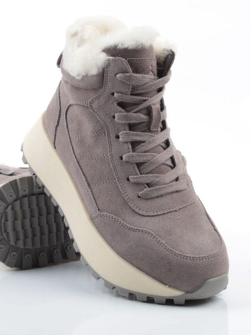 04-PAML08-3Z GRAY Ботинки зимние женские (натуральная замша, 100% шерсть, натуральный мех)