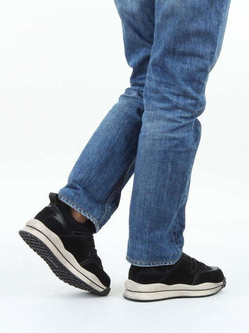 04-XKL23-138R BLACK Кроссовки утепленные женские (натуральная кожа, натуральная замша, байка)