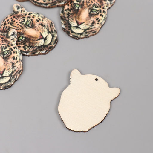 Цена за 10 шт. Декор для творчества дерево «Леопард», 3.9×3.3×0.3 см